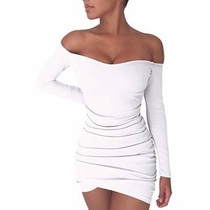 Off the shoulder Bodycon dress - White M, L, XL